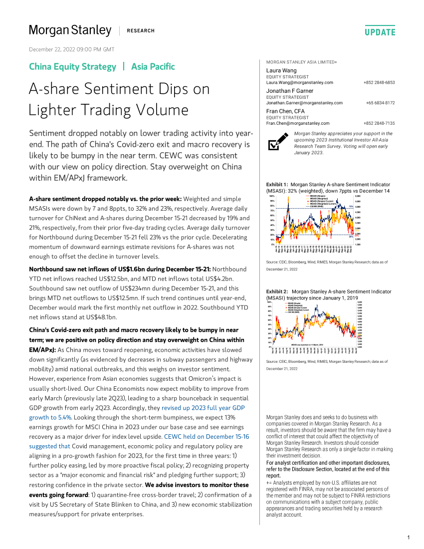 Morgan Stanley-China Equity Strategy A-share Sentiment Dips on Lighter Tra...-99714167Morgan Stanley-China Equity Strategy A-share Sentiment Dips on Lighter Tra...-99714167_1.png